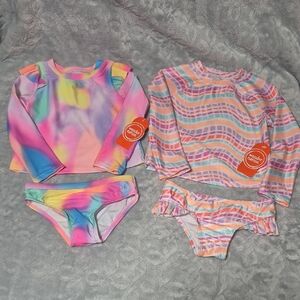 2 Wonder Nation Long Sleeve Rashguard Swimwear Sets